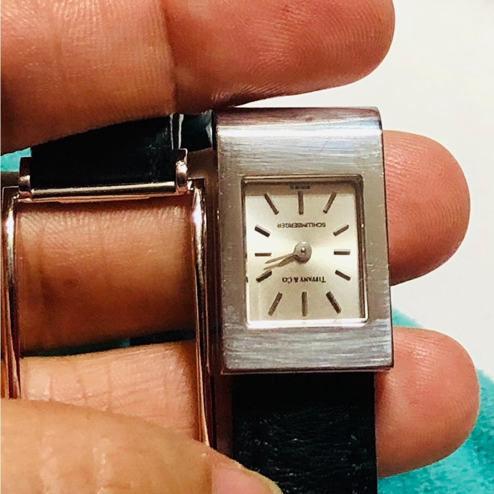 Tiffany & Co. Black Leather Watch Strap